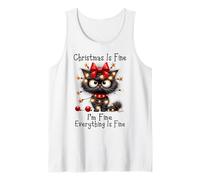 Christmas Is Fine I'm Fine Grumpy Xmas Cat Christmas Chaos Camiseta sin Mangas