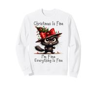 Christmas Is Fine I'm Fine Grumpy Xmas Cat Christmas Chaos Sudadera