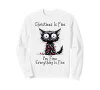 Christmas Is Fine I'm Fine Grumpy Xmas Cat Christmas Chaos Sudadera