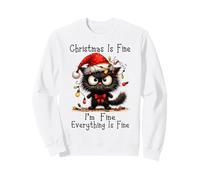 Christmas Is Fine I'm Fine Grumpy Xmas Cat Christmas Chaos Sudadera