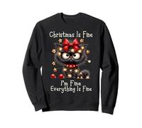 Christmas Is Fine I'm Fine Grumpy Xmas Cat Sudadera
