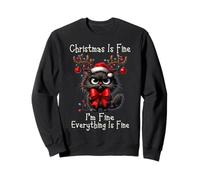Christmas Is Fine I'm Fine Grumpy Xmas Cat Sudadera