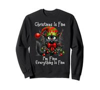 Christmas Is Fine I'm Fine Grumpy Xmas Cat Sudadera