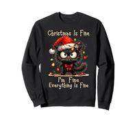Christmas Is Fine I'm Fine Grumpy Xmas Cat Sudadera