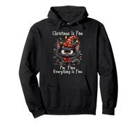 Christmas Is Fine I'm Fine Grumpy Xmas Cat Sudadera con Capucha