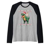Christmas Japanese Shiba Inu T-Rex Dinosaur Tyrannosaurus Camiseta Manga Raglan