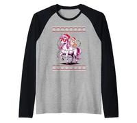 Christmas Japanese Shiba Inu Unicorn Sunglasses Camiseta Manga Raglan
