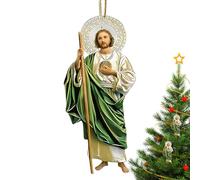 Christmas Jesus Ornament - 2D Acrylic Religious Decoration, Holy Figure Christmas Tree Pendant, Elegant Clear Design With Hanging Cord, Lightweight Material | For Car Rearview Mirror,