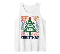 Christmas Joy Peace Love Retro Groovy Tree Holiday Xmas Camiseta sin Mangas