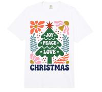 Christmas Joy Peace Love Retro Groovy Tree Holiday Xmas Comfort Colors Adult Heavyweight T-Shirt