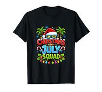 Christmas July Squad Summer Santa Hat Sunglasses Palm Tree Camiseta