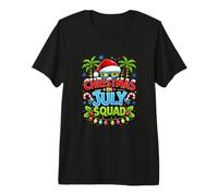 Christmas July Squad Summer Santa Hat Sunglasses Palm Tree Camiseta Premium