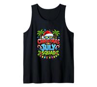 Christmas July Squad Summer Santa Hat Sunglasses Palm Tree Camiseta sin Mangas