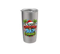 Christmas July Squad Summer Santa Hat Sunglasses Palm Tree Vaso térmico de acero inoxidable de doble pared