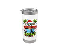 Christmas July Squad Summer Santa Hat Sunglasses Palm Tree Vaso térmico de acero inoxidable de doble pared