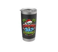 Christmas July Squad Summer Santa Hat Sunglasses Palm Tree Vaso térmico de acero inoxidable de doble pared