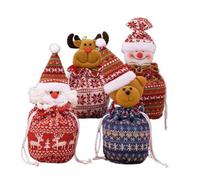 Christmas Knitted Doll Gift Bags, Christmas Apple Bag, Adorable Knitted Doll Gift Bags, Drawstring Gift Bag, Reusable Christma Bag for Presents Candy Fruit and Festival (4pcs)