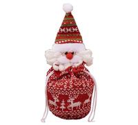 Christmas Knitted Doll Gift Bags, Christmas Apple Bag, Adorable Knitted Doll Gift Bags, Drawstring Gift Bag, Reusable Christma Bag for Presents Candy Fruit and Festival (C)