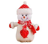 Christmas Knitted Gift Bags, Reusable Drawstring Pouches with Santa and Snowman Design, 7-7.5 x 3.5 x 24.5-25 cm, Cloth Material, Holiday Party Favor Stocking Sacks