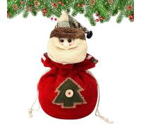 Christmas Knitted Storage Bags, Fabric Holiday Wrapper with Old Man, Elk Designs, 9x26cm, Reusable Treat Packaging for Kids