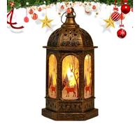 Christmas Lantern, Castle Night Light Decoration, Vintage Home Decor Accent for Holiday, Indoor, Outdoor, Bedroom, Garden, Living Room, Yard, Farmhouse, Seasonal Party Display, 7x7x13cm