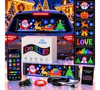 Christmas LED Car Rear Window Display, Animated Christmas Display with Control, Programmable Flexible LED Matrix Panel, Custom Text & Music Sync, IP65 Waterproof for Holiday Decor (12 * 68cm)