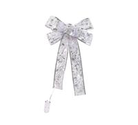 Christmas Led Ribbon Christmas Tree Top Topper Lights Light Up Bow Xmas Home Hanging Decor2pcssilver