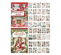 Christmas Ledger Stickers - Scrapbook Material Collection, Festive Atmosphere Craft Supplies, Vintage Paper Seals | Creative Holiday Sticker Kit for Card Making Photo Albums Journaling Designs