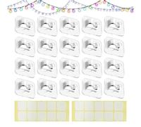 Christmas Light Clips | 20 Pieces Heavy Duty Cable Clip with Waterproof Adhesive Strips | Wall Wire Manager for Homeowners Renters Wedding Holiday Apartment Garden Events Balcony Living Room