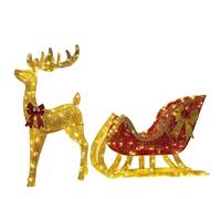 Christmas Light Up Reindeer,Led Light Emitting Reindeer Pulling Sled,With Led Lights,Increase Holiday Atmosphere,For Indoor Outdoor Front Yard Porch, LJJY-KK