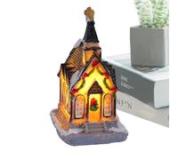 Christmas Lighted House - Figura de casa de resin village en miniatura | Iluminación nocturna atmosférica Casa pequeña para oficina, armario, mesa de café, mesa de comedor, chimenea