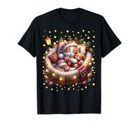 Christmas Lights For Women with Cat Wearing A Cozy Sweater Camiseta
