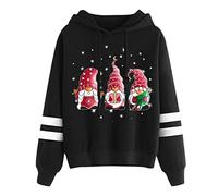 Christmas Long Women's Top GNOME Sudadera con Capucha Manga Printed Sleeve Women's Hoodies Sudaderas Mujer Ropa Barata, Negro , M