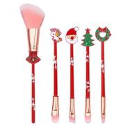 Christmas Makeup Brushes Set For Kids, Cosmetic Makeup Tool Sets With Bundled Velvet Bag, Christmas Wand Santa Claus Elk Candy Bell Tree Wreath Pattern Make Up Kit, Birthday Gift Girls, Women