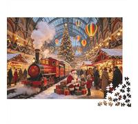 Christmas Market 1000 Piece Jigsaw Puzzle Recycled Paper Steam Train Puzzles para Elderly Divertido Y Desafiante Family Game Holiday Blessings 70x50cm/1000pcs