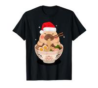 Christmas Men Women Kids Cute Capybara Eating Ramen Noodles Camiseta