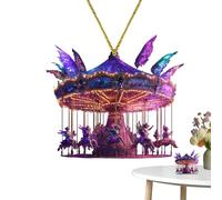 Christmas Merry-Go-Round Pendant, Acrylic Decorative Pendant, Holiday Wooden Horse Decor, Festive Window Ornament, Sturdy Christmas Pendant, Nostalgic Holiday Decoration, Indoor Festive Pendant, Merry