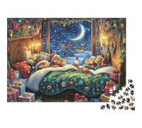 Christmas Mice Bedtime Colourful Christmas Bedroom Night 1000 Pieces Jigsaw for Adults Beautifully Illustrated Challenging Home Activity 52x38cm/1000pcs