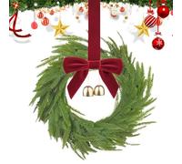 Christmas Mini gabinete Wreaths | Frosted Pine Wreath with Ribbon Bows | Christmass Artificial Decorations for Window Mantel Porch Centerpiece Indoor Outdoor Door Kitchen Farmhouse
