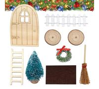 Christmas Miniature Fairy Doors Accessories - Wall Fairy Door Decorations For Holiday Party | Gnome Craft Accessories For Kids, Family, Friends | Indoor Outdoor Christmas Home Décor, Birthday