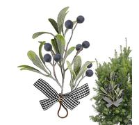 Christmas Mistletoe - Hanging Mistletoe Heart Christmas Decoration | Holiday Decor Mistletoe Bouquet Ornament | Mistletoe Bunch with Bow for Christmas Tree Window Wreaths Christmas Tree Accessories