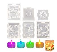 Christmas Molds | 6-Piece Silicone Molds With Christmas-Themed Pattern | Reusable Mould With 4 Candle Lights For Plaster Wax Handicraft Enthusiasts Beginners Adults Women