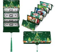 Christmas Money Envelope for Cash, Money Holder with 10 Slots with Cash, Surprise Card Holder for Xmas (Green)