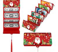 Christmas Money Envelope for Cash, Money Holder with 10 Slots with Cash, Surprise Card Holder for Xmas (Red)