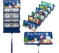 Christmas Money Envelope for Cash, Money Holder with 10 Slots with Cash, Surprise Card Holder for Xmas (Blue)