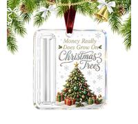 Christmas Money Holder Ornament - 3.15in Acrylic Cash Gift Tree Decor