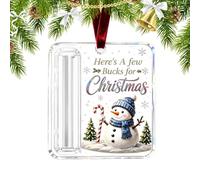 Christmas Money Holder Ornament - 3.15in Acrylic Cash Gift Tree Decor