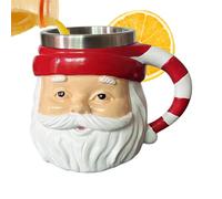 Christmas Mug, Santa Design Vintage Drinkware, 250 ml Novelty Hot Cocoa Cup with Stainless Steel Liner, Perfect for Kitchen, Girls, Women, Birthday Present Use, 13 x 10 x 10 cm Resin
