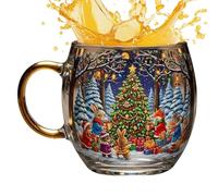 Christmas Mug Set - 300ml Festive Holiday Mug, Coffee & Cocoa Cup For Hot And Cold Beverages | Christmas Transparent Painted Coffee Cup For Holiday, Stocking Stuffer, Home, Party & Seasonal Use