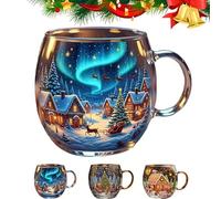 Christmas Mug with 300 Ml，christmas Glasses Drinking，Festive Painteds Mug, Painted Glass,Ceramic Stocking Stuffer with Cute Seasonal Design, Beverage Container for Home-C